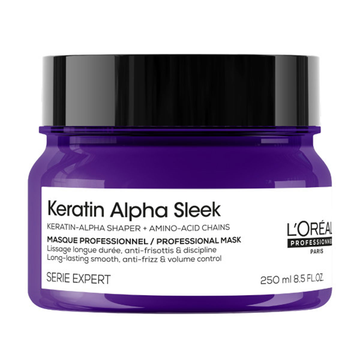 L'Oréal Professionnel Keratin Alpha Sleek Professioneel Haarmasker - Hydratatie en glans - Langdurige frizz- en volumecontrole - 250ml 1