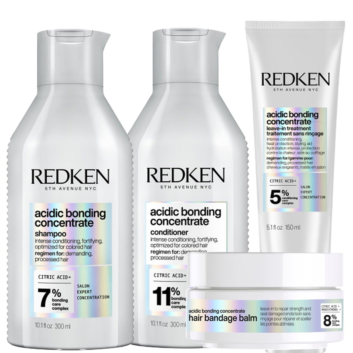Redken - Acidic Bonding Concentrate Shampoo + Conditioner + Leave-in + Hair Bandage Balm - Set 1