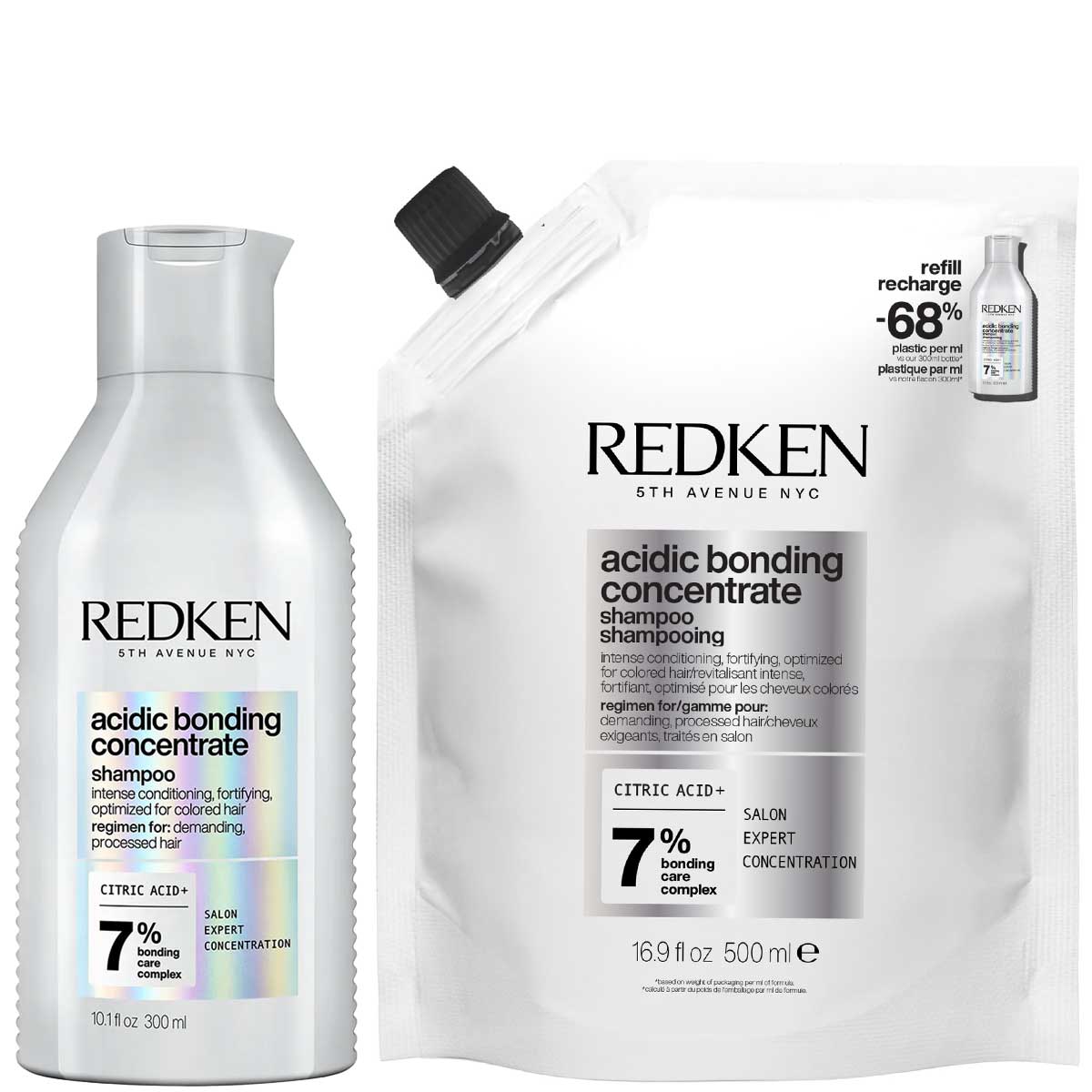 Redken - Acidic Bonding Concentrate Shampoo 300 ml + Refill 500 ml - Voordeelset