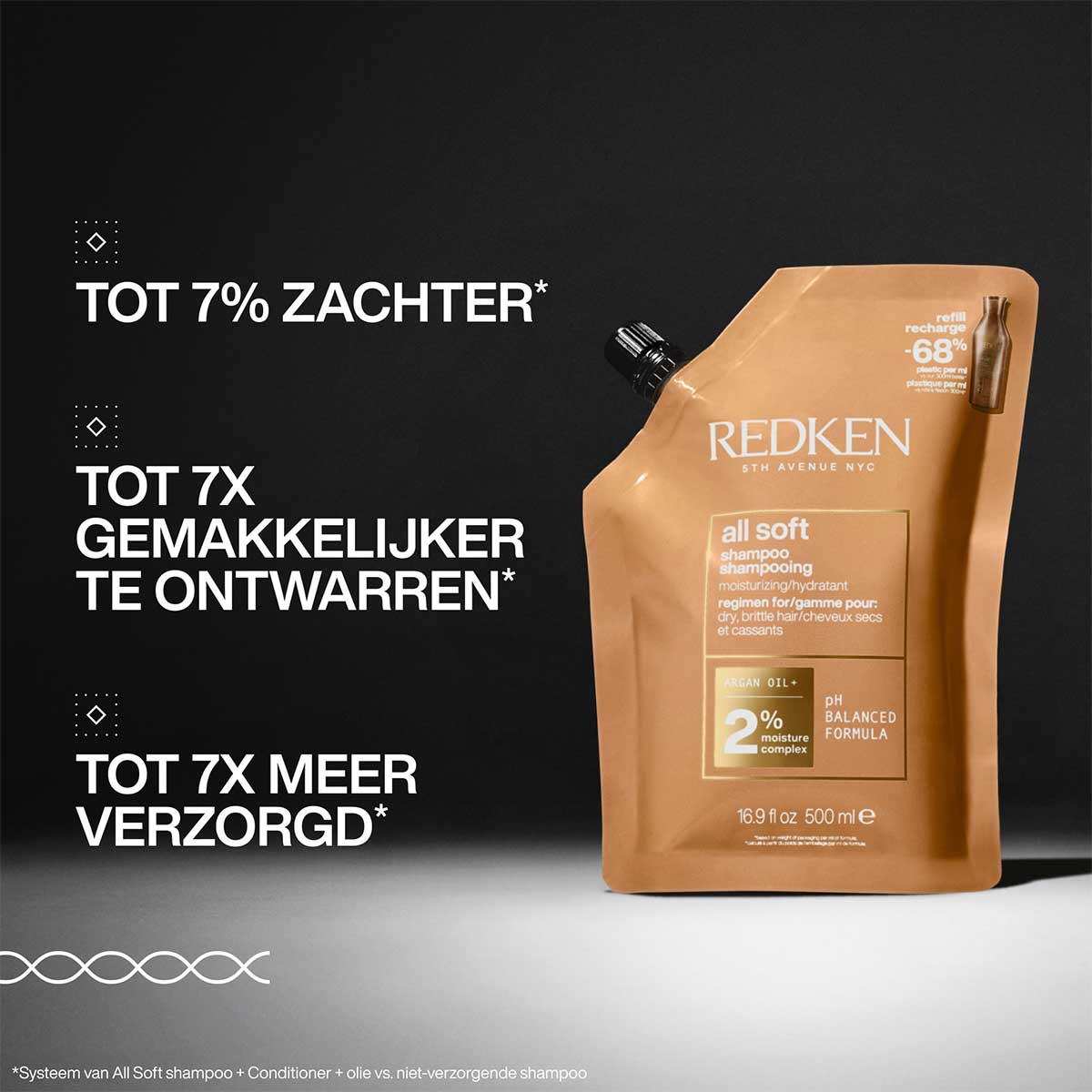 Redken - All Soft Shampoo Refill Hydrateert en Verzacht Droog en Broos Haar - 500 ml 3