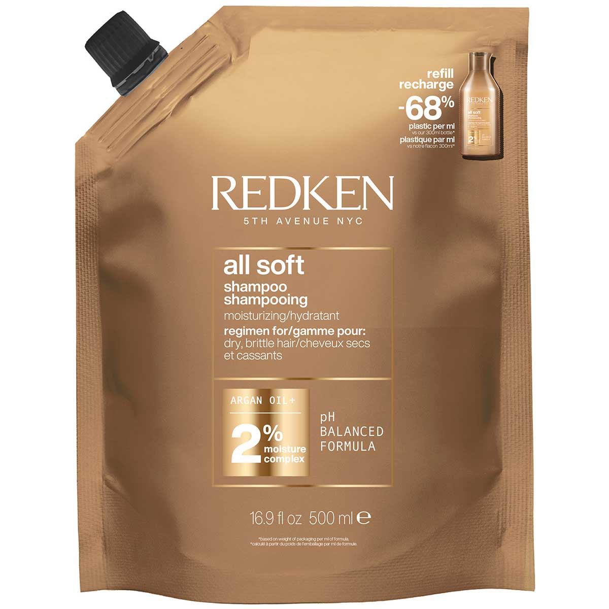Redken - All Soft Shampoo Refill Hydrateert en Verzacht Droog en Broos Haar - 500 ml