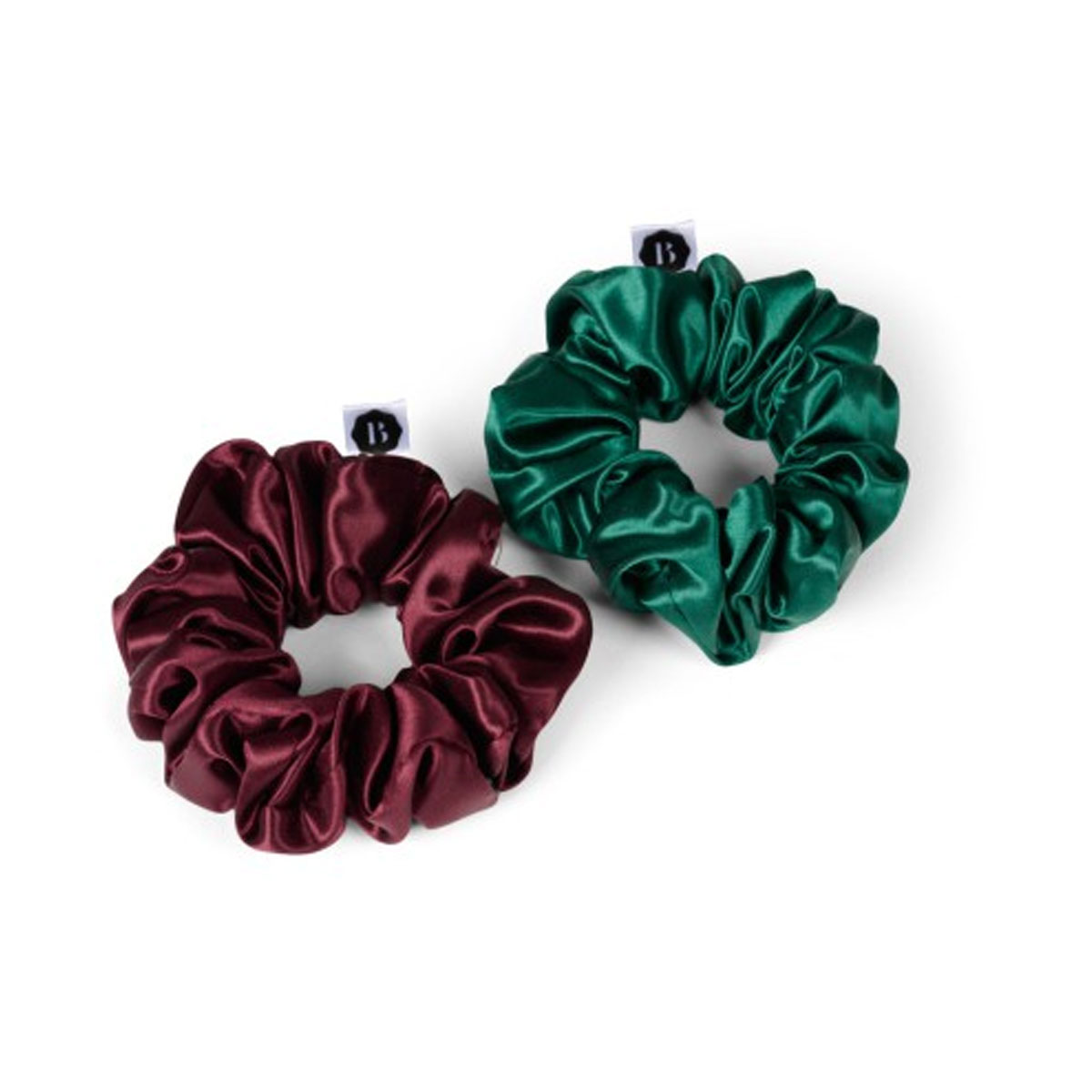 Beauty Pillow - Luxury Silk Scrunchies - Forest Green & Red 1