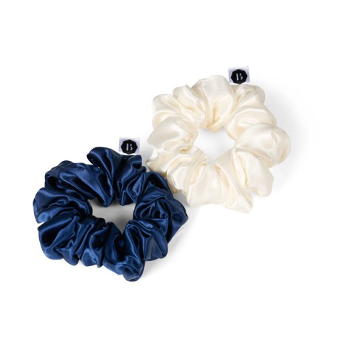 Beauty Pillow - Luxury Silk Scrunchies - Galaxy Blue & Pearl