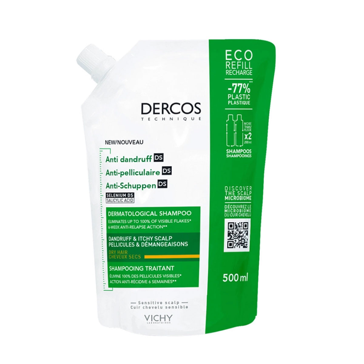 Vichy - Dercos Anti-roos Shampoo Droog Haar Refill - 500 ml 1