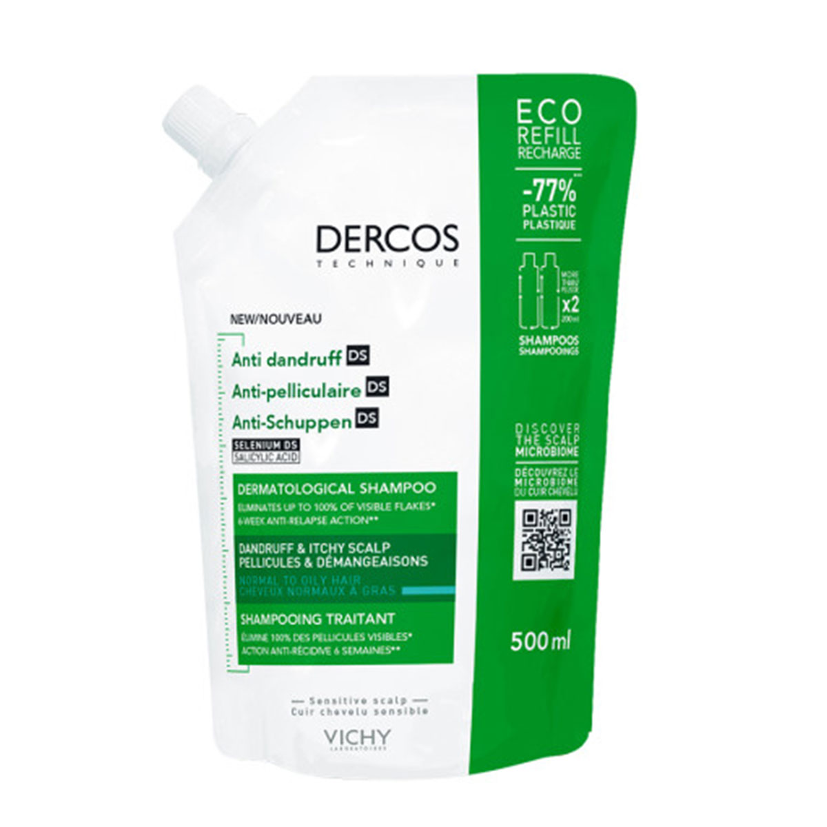 Vichy - Dercos Anti-roos Shampoo Normaal/Vet Haar Refill - 500ml 1